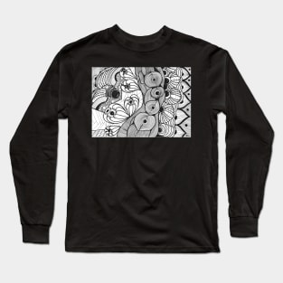 Abstract pattern illustration monochrome hand draw seamless Long Sleeve T-Shirt